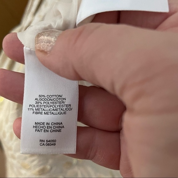 Jones New York evening dress, cream gold print, size 12, like new - Picture 3 of 6